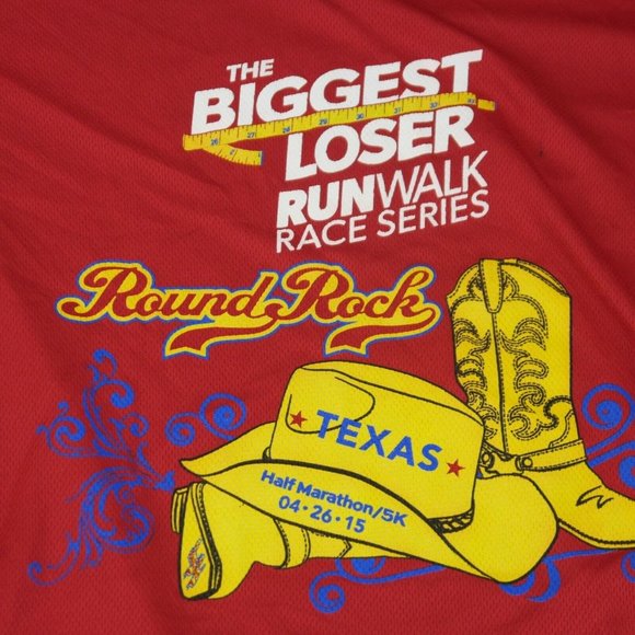 EUC Green Layer Solid Red Graphic Tee 2015 Biggest Loser Size XL  S1-8372 - Picture 3 of 7